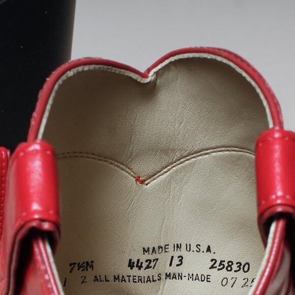 VTG Womens Texas Brand Boots Size 7.5 Medium Red Leather Cowgirl Western Boot - Picture 7 of 9